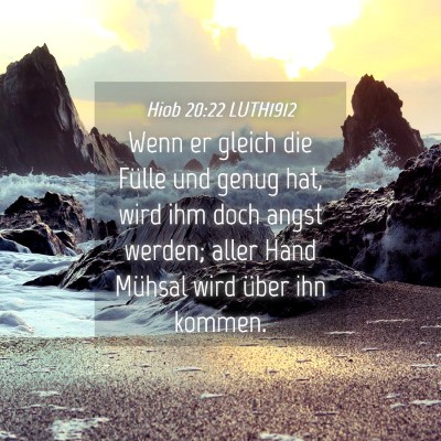 Picture 04 - Hiob 20:22 LUTH1912 - Wenn er gleich die Fülle und genug hat, wird ihm - Bible Verse Picture