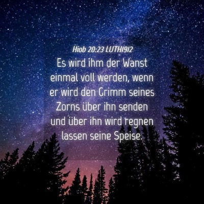 Picture 04 - Hiob 20:23 LUTH1912 - Es wird ihm der Wanst einmal voll werden, wenn er - Bible Verse Picture