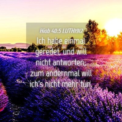 Picture 04 - Hiob 40:5 LUTH1912 - Ich habe einmal geredet, und will nicht - Bible Verse Picture