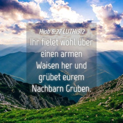 Picture 04 - Hiob 6:27 LUTH1912 - Ihr fielet wohl über einen armen Waisen her und - Bible Verse Picture