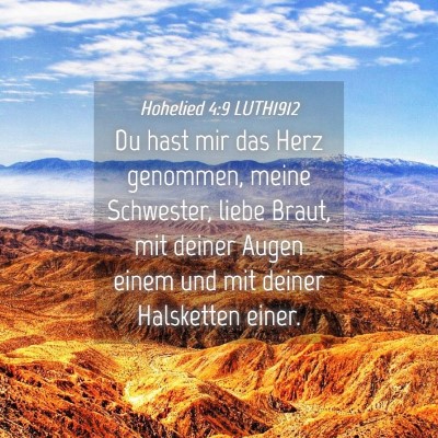 Picture 04 - Hohelied 4:9 LUTH1912 - Du hast mir das Herz genommen, meine Schwester, - Bible Verse Picture