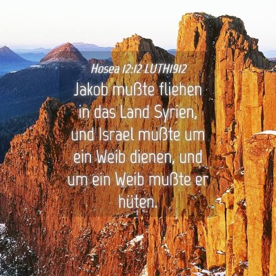 Picture 04 - Hosea 12:12 LUTH1912 - Jakob mußte fliehen in das Land Syrien, und - Bible Verse Picture