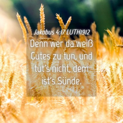 Picture 04 - Jakobus 4:17 LUTH1912 - Denn wer da weiß Gutes zu tun, und tut's nicht, - Bible Verse Picture