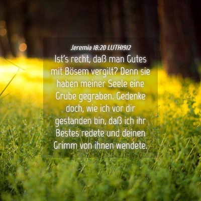 Picture 04 - Jeremia 18:20 LUTH1912 - Ist's recht, daß man Gutes mit Bösem vergilt? - Bible Verse Picture
