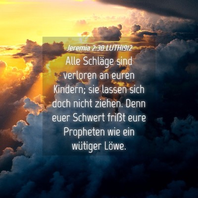 Picture 04 - Jeremia 2:30 LUTH1912 - Alle Schläge sind verloren an euren Kindern; sie - Bible Verse Picture