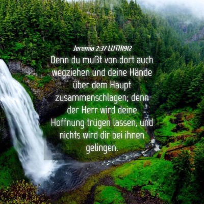 Picture 04 - Jeremia 2:37 LUTH1912 - Denn du mußt von dort auch wegziehen und deine - Bible Verse Picture
