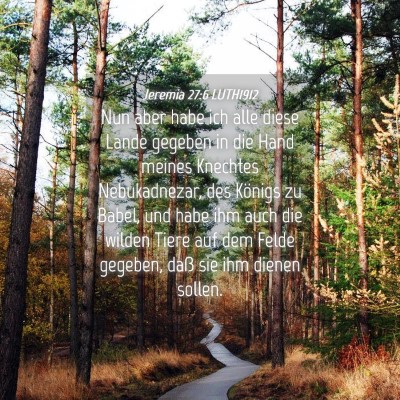 Picture 04 - Jeremia 27:6 LUTH1912 - Nun aber habe ich alle diese Lande gegeben in die - Bible Verse Picture