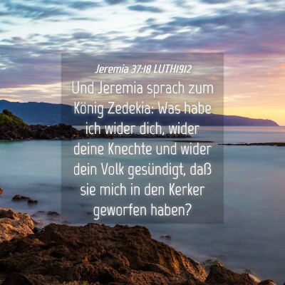 Picture 04 - Jeremia 37:18 LUTH1912 - Und Jeremia sprach zum König Zedekia: Was habe - Bible Verse Picture