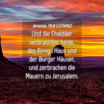 Picture 04 - Jeremia 39:8 LUTH1912 - Und die Chaldäer verbrannten beide, des Königs - Bible Verse Picture