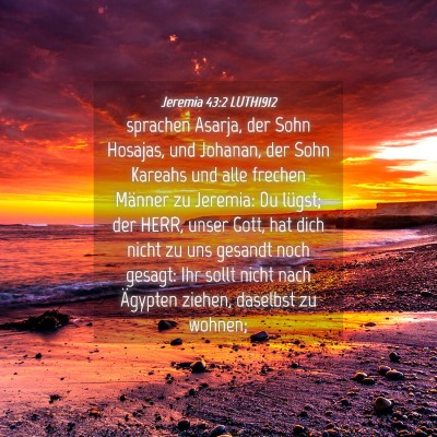 Picture 04 - Jeremia 43:2 LUTH1912 - sprachen Asarja, der Sohn Hosajas, und Johanan, - Bible Verse Picture