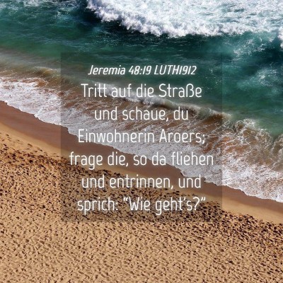 Picture 04 - Jeremia 48:19 LUTH1912 - Tritt auf die Straße und schaue, du Einwohnerin - Bible Verse Picture