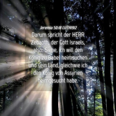 Picture 04 - Jeremia 50:18 LUTH1912 - Darum spricht der HERR Zebaoth, der Gott Israels, - Bible Verse Picture