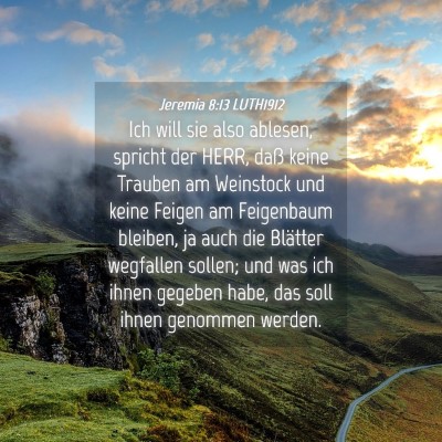 Picture 04 - Jeremia 8:13 LUTH1912 - Ich will sie also ablesen, spricht der HERR, daß - Bible Verse Picture