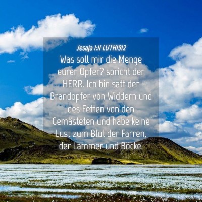 Picture 04 - Jesaja 1:11 LUTH1912 - Was soll mir die Menge eurer Opfer? spricht der - Bible Verse Picture