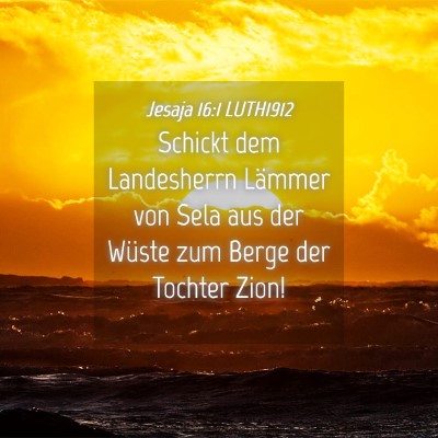 Picture 04 - Jesaja 16:1 LUTH1912 - Schickt dem Landesherrn Lämmer von Sela aus der - Bible Verse Picture