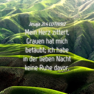 Picture 04 - Jesaja 21:4 LUTH1912 - Mein Herz zittert, Grauen hat mich betäubt; ich - Bible Verse Picture