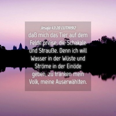Picture 04 - Jesaja 43:20 LUTH1912 - daß mich das Tier auf dem Felde preise, die - Bible Verse Picture