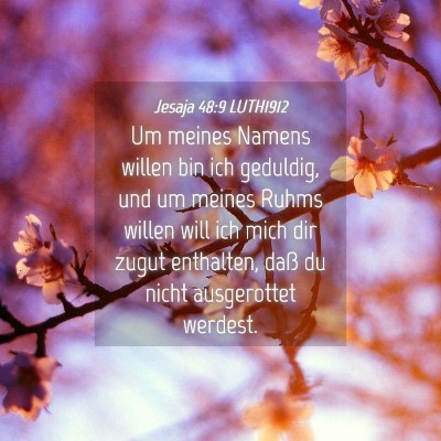 Picture 04 - Jesaja 48:9 LUTH1912 - Um meines Namens willen bin ich geduldig, und um - Bible Verse Picture
