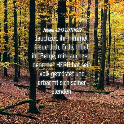 Picture 04 - Jesaja 49:13 LUTH1912 - Jauchzet, ihr Himmel, freue dich, Erde, lobet, - Bible Verse Picture