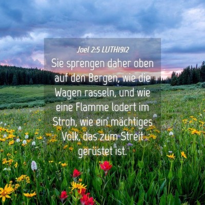 Picture 04 - Joel 2:5 LUTH1912 - Sie sprengen daher oben auf den Bergen, wie die - Bible Verse Picture
