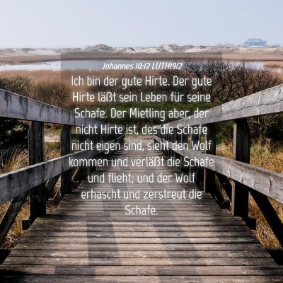 Picture 04 - Johannes 10:12 LUTH1912 - Ich bin der gute Hirte. Der gute Hirte läßt - Bible Verse Picture