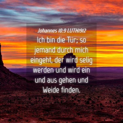 Picture 04 - Johannes 10:9 LUTH1912 - Ich bin die Tür; so jemand durch mich eingeht, - Bible Verse Picture