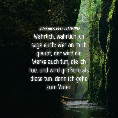Picture 04 - Johannes 14:12 LUTH1912 - Wahrlich, wahrlich ich sage euch: Wer an mich - Bible Verse Picture