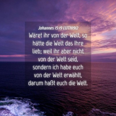 Picture 04 - Johannes 15:19 LUTH1912 - Wäret ihr von der Welt, so hätte die Welt das - Bible Verse Picture