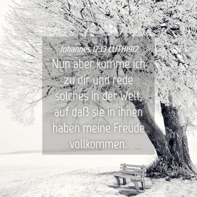 Picture 04 - Johannes 17:13 LUTH1912 - Nun aber komme ich zu dir und rede solches in der - Bible Verse Picture