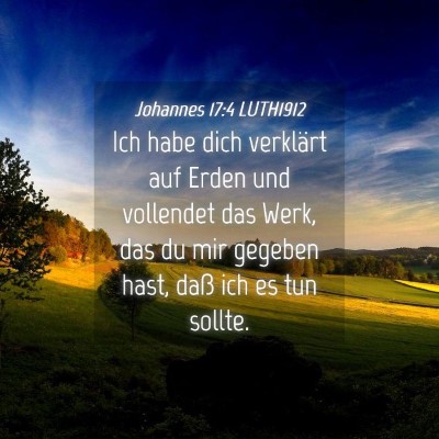 Picture 04 - Johannes 17:4 LUTH1912 - Ich habe dich verklärt auf Erden und vollendet - Bible Verse Picture