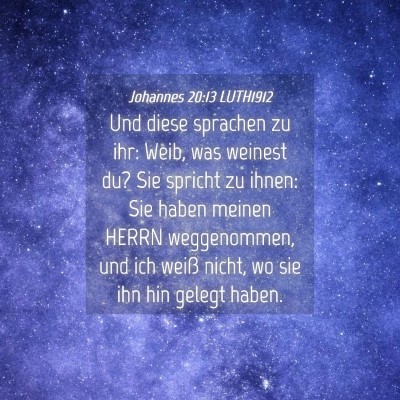 Picture 04 - Johannes 20:13 LUTH1912 - Und diese sprachen zu ihr: Weib, was weinest du? - Bible Verse Picture