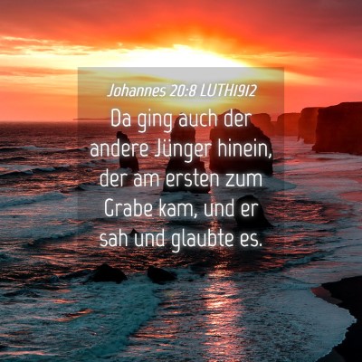 Picture 04 - Johannes 20:8 LUTH1912 - Da ging auch der andere Jünger hinein, der am - Bible Verse Picture