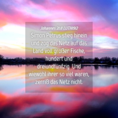 Picture 04 - Johannes 21:11 LUTH1912 - Simon Petrus stieg hinein und zog das Netz auf - Bible Verse Picture