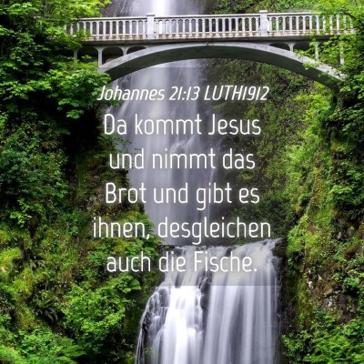 Picture 04 - Johannes 21:13 LUTH1912 - Da kommt Jesus und nimmt das Brot und gibt es - Bible Verse Picture