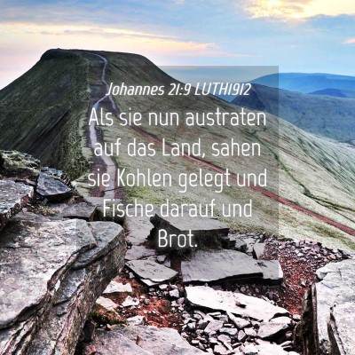 Picture 04 - Johannes 21:9 LUTH1912 - Als sie nun austraten auf das Land, sahen sie - Bible Verse Picture