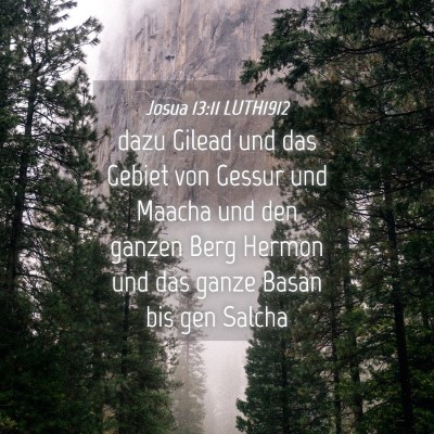 Picture 04 - Josua 13:11 LUTH1912 - dazu Gilead und das Gebiet von Gessur und Maacha - Bible Verse Picture