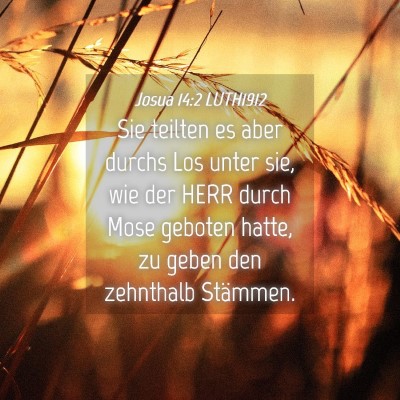 Picture 04 - Josua 14:2 LUTH1912 - Sie teilten es aber durchs Los unter sie, wie der - Bible Verse Picture
