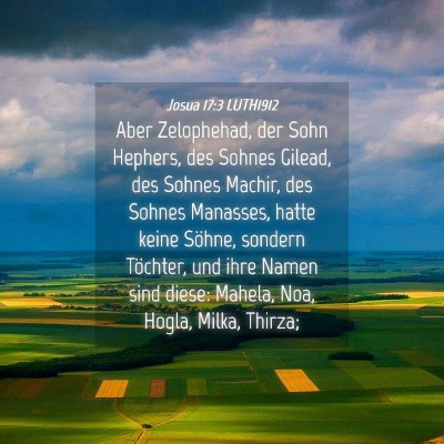 Picture 04 - Josua 17:3 LUTH1912 - Aber Zelophehad, der Sohn Hephers, des Sohnes - Bible Verse Picture