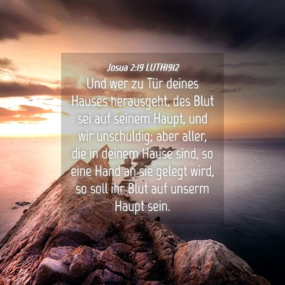 Picture 04 - Josua 2:19 LUTH1912 - Und wer zu Tür deines Hauses herausgeht, des - Bible Verse Picture