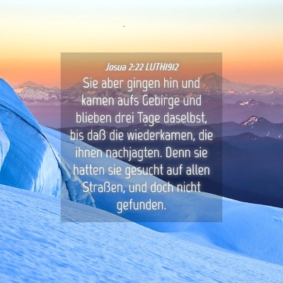 Picture 04 - Josua 2:22 LUTH1912 - Sie aber gingen hin und kamen aufs Gebirge und - Bible Verse Picture