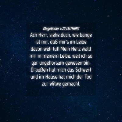 Picture 04 - Klagelieder 1:20 LUTH1912 - Ach Herr, siehe doch, wie bange ist mir, daß - Bible Verse Picture