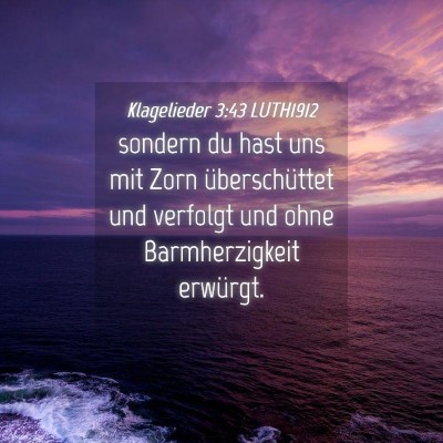 Picture 04 - Klagelieder 3:43 LUTH1912 - sondern du hast uns mit Zorn überschüttet und - Bible Verse Picture