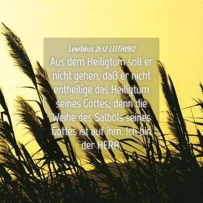 Picture 04 - Levitikus 21:12 LUTH1912 - Aus dem Heiligtum soll er nicht gehen, daß er - Bible Verse Picture