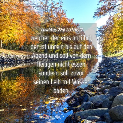 Picture 04 - Levitikus 22:6 LUTH1912 - welcher der eins anrührt, der ist unrein bis auf - Bible Verse Picture