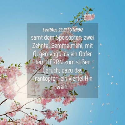 Picture 04 - Levitikus 23:13 LUTH1912 - samt dem Speisopfer: zwei Zehntel Semmelmehl, mit - Bible Verse Picture