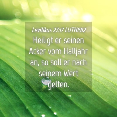 Picture 04 - Levitikus 27:17 LUTH1912 - Heiligt er seinen Acker vom Halljahr an, so soll - Bible Verse Picture