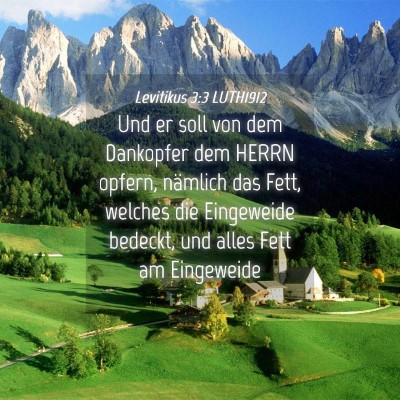 Picture 04 - Levitikus 3:3 LUTH1912 - Und er soll von dem Dankopfer dem HERRN opfern, - Bible Verse Picture