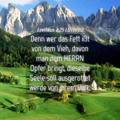 Picture 04 - Levitikus 7:25 LUTH1912 - Denn wer das Fett ißt von dem Vieh, davon man - Bible Verse Picture