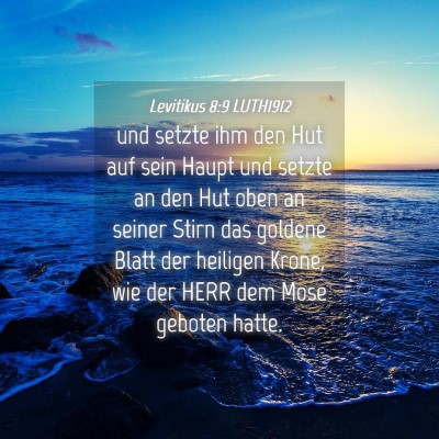 Picture 04 - Levitikus 8:9 LUTH1912 - und setzte ihm den Hut auf sein Haupt und setzte - Bible Verse Picture