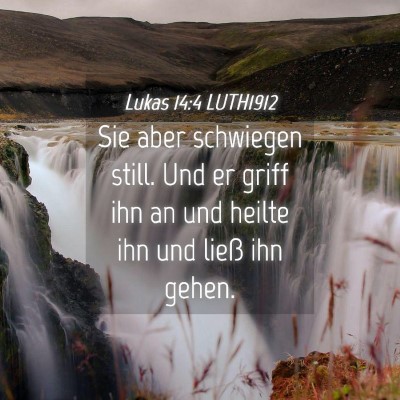 Picture 04 - Lukas 14:4 LUTH1912 - Sie aber schwiegen still. Und er griff ihn an und - Bible Verse Picture